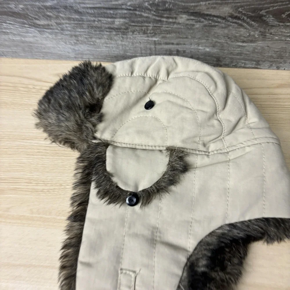 Aviator Hat Trapper Faux Fur Ear‎ Flap Winter Mens One Size Tan Brown Quilted